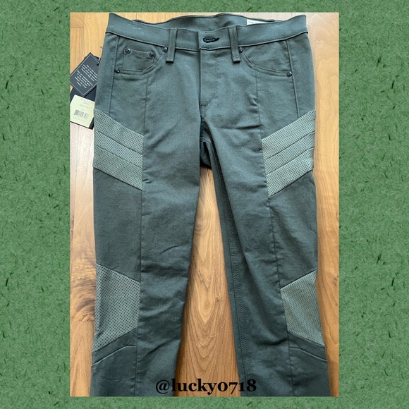 Rag & Bone NWT Halifax Skinny Army Green Military Moto Style Jean Sz 27 - Picture 3 of 7